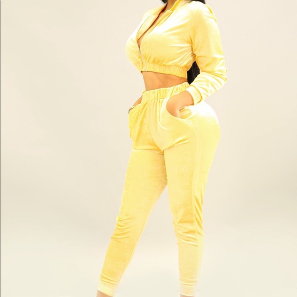 yellow velvet jumpsuit
